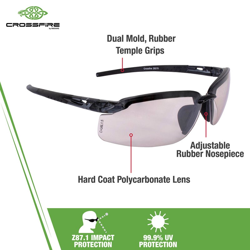 RADIANS نظارات أمان كروس فاير 29215، مقاس واحد، عدسة داخلية/خارجية - Image 2